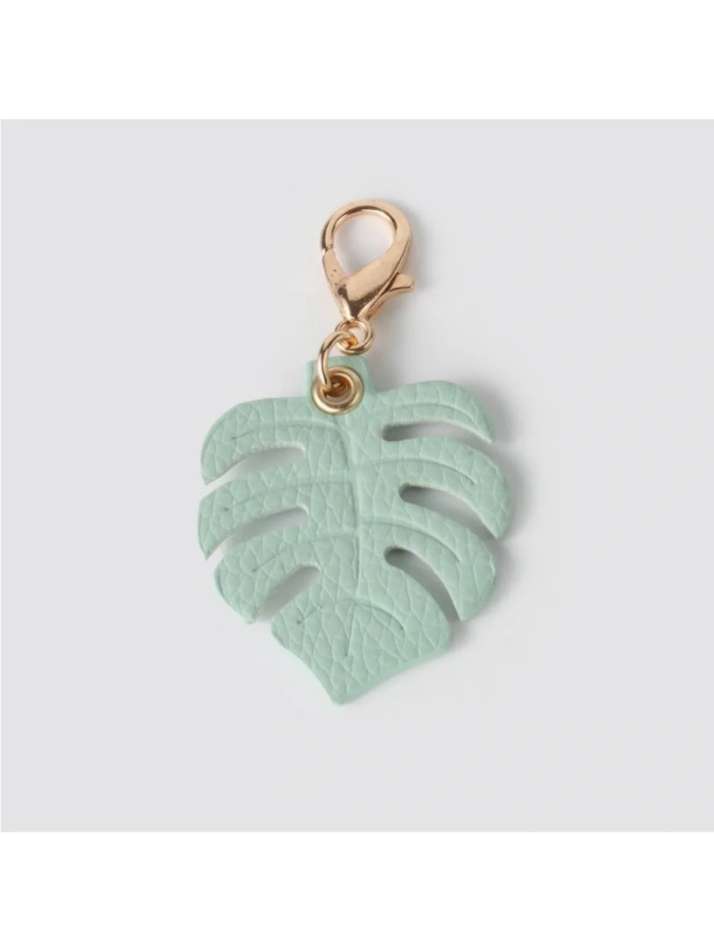 NIB Blue Flower and Green Leaf Leather Charm 3 pc Set